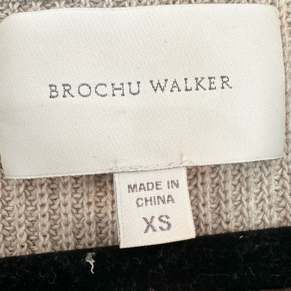 BROCHU WALKER GRAY CASHMERE LAYERED WRAP RUCHED SLEEVES SWEATER SIZE XS - Picture 4 of 5